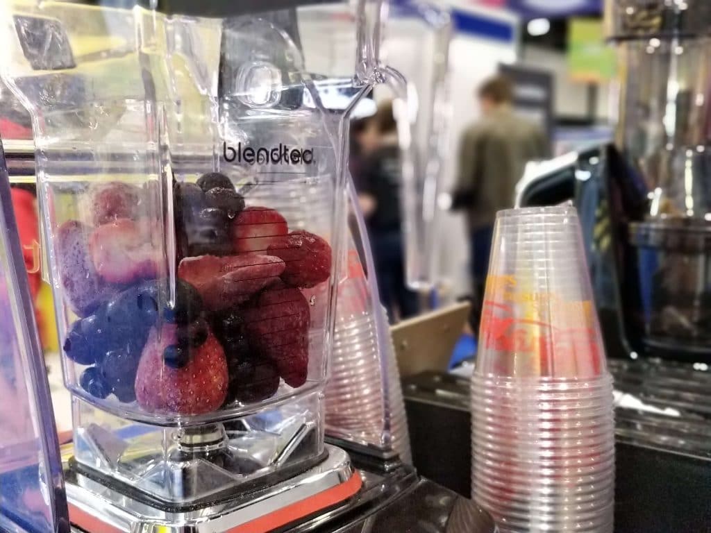 fresh fruit in a smoothie maker