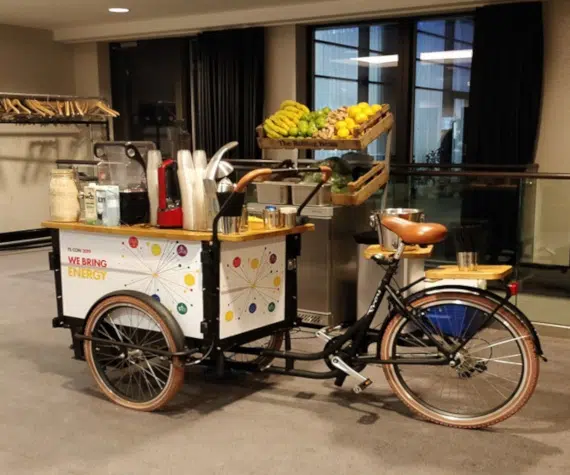 promotional smoothie bike on shop floor